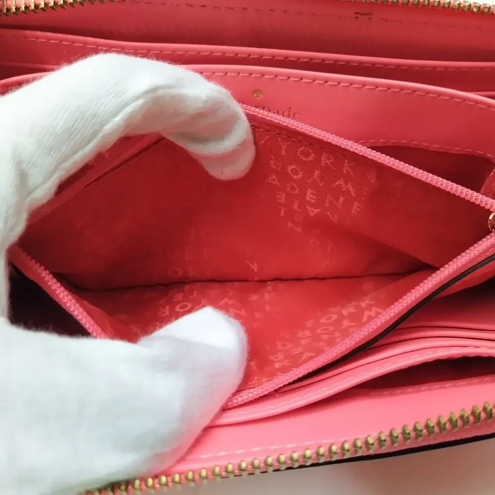 Kate Spade Pink Leather Zip Around Credit Card Wallet